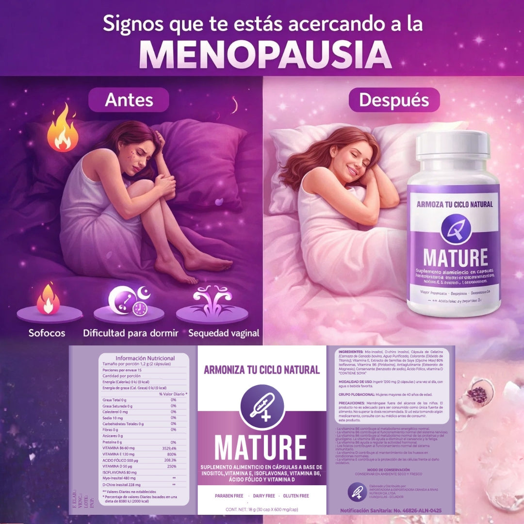 MATURE x 2 Suplemento alivia menopausia